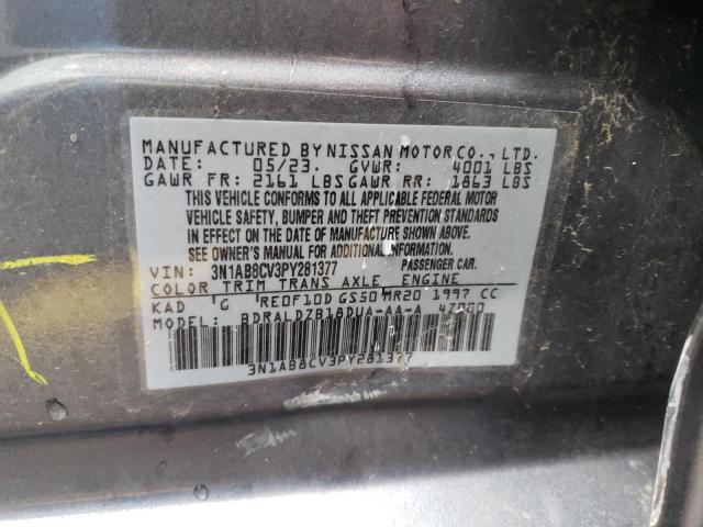 3N1AB8CV3PY281377 - 2023 NISSAN SENTRA SV GRAY photo 12