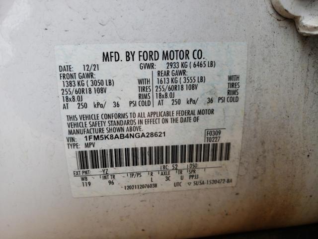 1FM5K8AB4NGA28621 - 2022 FORD EXPLORER POLICE INTERCEPTOR 白色 照片 14