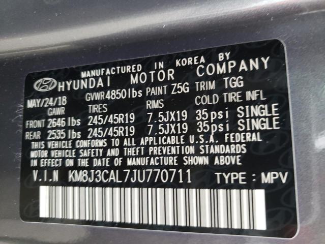 KM8J3CAL7JU770711 - 2018 HYUNDAI TUCSON SPORT GRAY photo 12