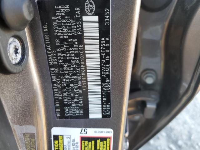4T1T11BK4PU107016 - 2023 TOYOTA CAMRY SE NIGHT SHADE GRAY photo 12