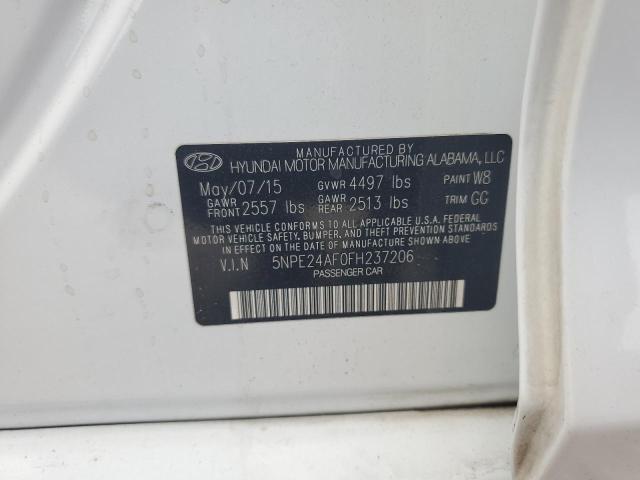 5NPE24AF0FH237206 - 2015 HYUNDAI SONATA SE WHITE photo 12