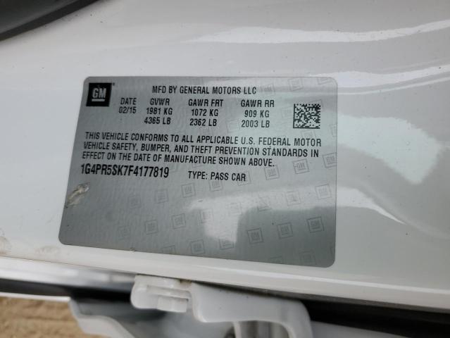 1G4PR5SK7F4177819 - 2015 BUICK VERANO CONVENIENCE WHITE photo 12