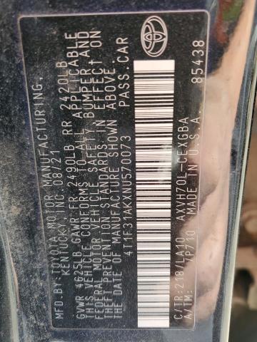 4T1F31AKXNU570073 - 2022 TOYOTA CAMRY XLE 黑色 照片 13