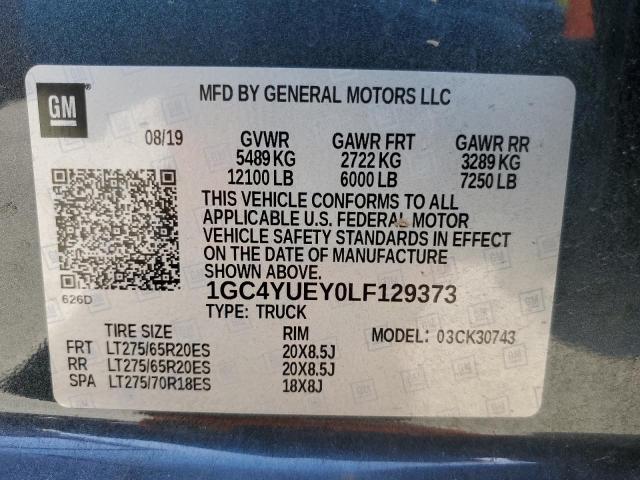 1GC4YUEY0LF129373 - 2020 CHEVROLET silverado K3500 LTZ GRAY photo 13