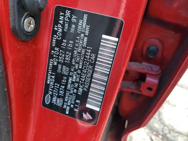 KMHCT4AE4CU214441 - 2012 HYUNDAI ACCENT GLS RED photo 12