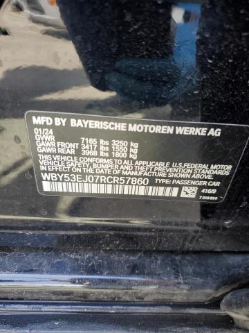 WBY53EJ07RCR57860 - 2024 BMW I7 XDRIVE60 BLACK photo 12