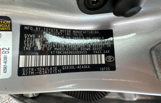 4T1BK36B96U089450 - 2006 TOYOTA AVALON XL SILVER photo 10