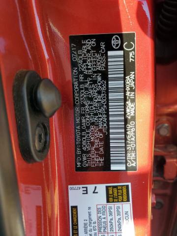 JTDKARFP5H3037862 - 2017 TOYOTA PRIUS PRIM წითელი ფოტო 12