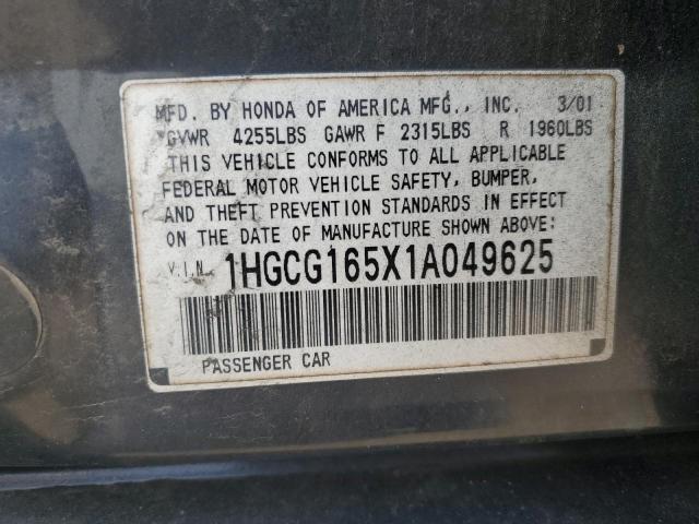 1HGCG165X1A049625 - 2001 HONDA ACCORD EX BLUE photo 12