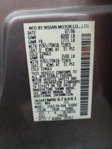 5N1AR18W06C674483 - 2006 NISSAN PATHFINDER LE 灰色 照片 12