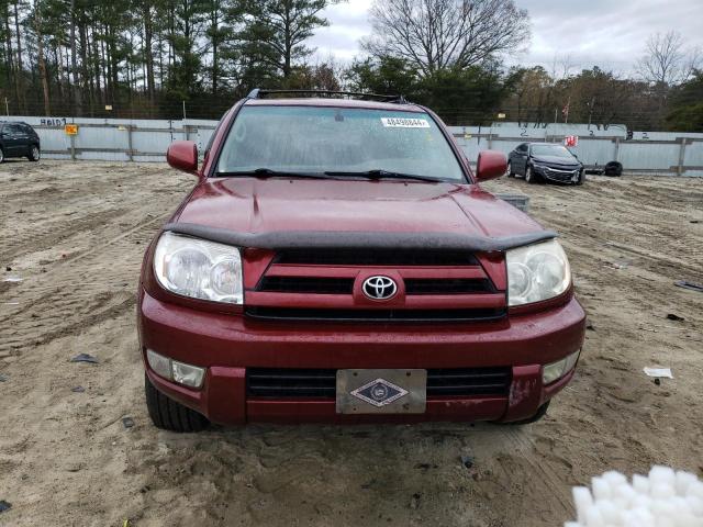 JTEBU17R958048186 - 2005 TOYOTA 4RUNNER LIMITED RED photo 5