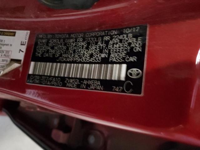 JTDKARFP5H3054533 - 2017 TOYOTA PRIUS PRIM წითელი ფოტო 13