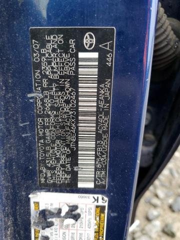 JTNBE46KX73102467 - 2007 TOYOTA CAMRY CE BLUE photo 13