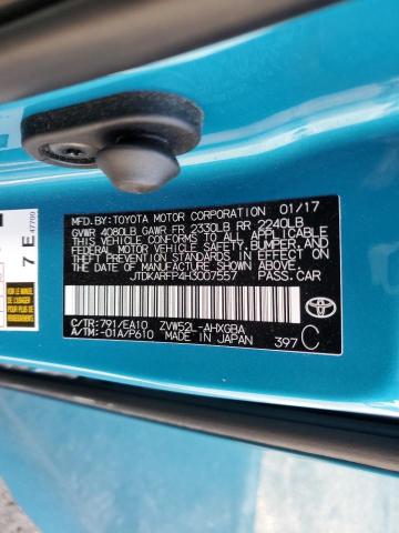 JTDKARFP4H3007557 - 2017 TOYOTA PRIUS PRIM 青绿色 照片 13