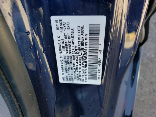 5FNRL5H43FB080536 - 2015 HONDA ODYSSEY EX BLUE photo 13