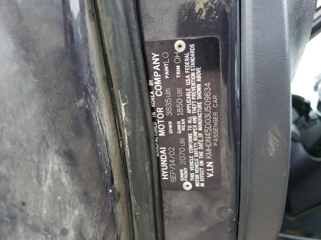 KMHDN45D03U509634 - 2003 HYUNDAI ELANTRA GLS CHARCOAL photo 12