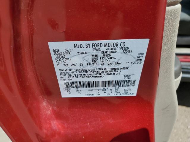 1FMCU02Z78KA86853 - 2008 FORD ESCAPE XLS RED photo 12