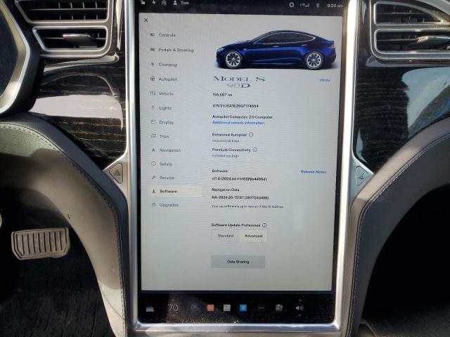 5YJSA1E29GF174554 - 2016 TESLA MODEL S BLUE photo 9