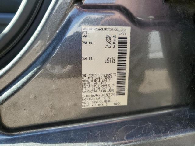 1N4BL4DV9NN388729 - 2022 NISSAN ALTIMA SV GRAY photo 12