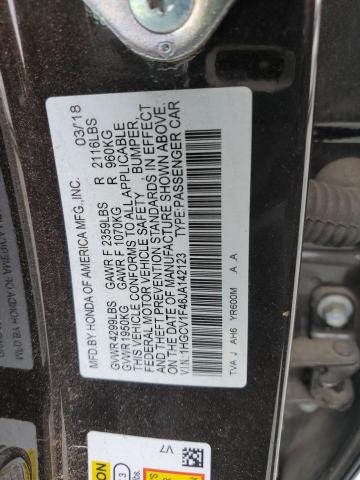 1HGCV1F46JA142123 - 2018 HONDA ACCORD EX CHARCOAL photo 12