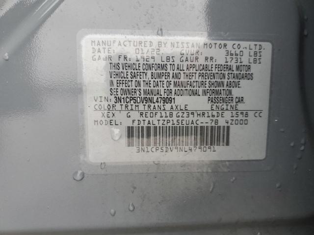 3N1CP5DV9NL479091 - 2022 NISSAN KICKS SR GRAY photo 13