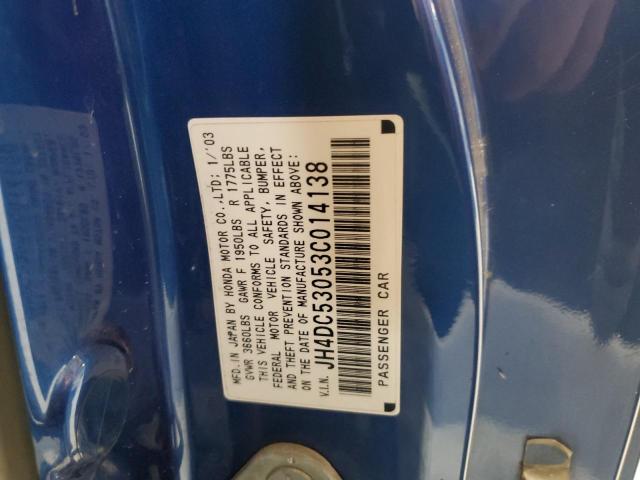 JH4DC53053C014138 - 2003 ACURA RSX TYPE-S BLUE photo 12