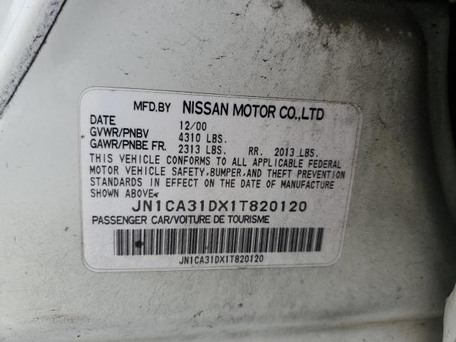 JN1CA31DX1T820120 - 2001 NISSAN MAXIMA GXE WHITE photo 12