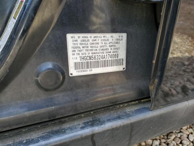 1HGCM56324A174069 - 2004 HONDA ACCORD LX BLACK photo 12