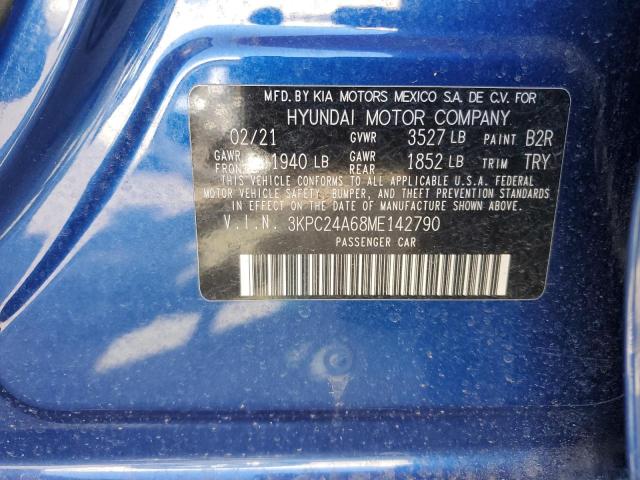 3KPC24A68ME142790 - 2021 HYUNDAI ACCENT SE BLUE photo 13