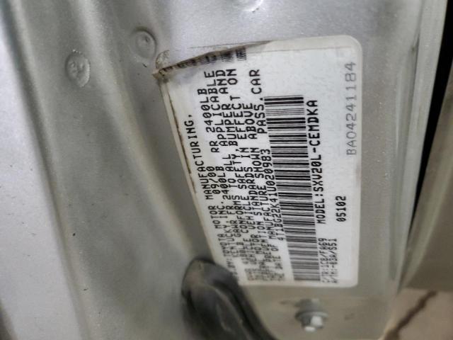 4T1BG22K41U020983 - 2001 TOYOTA CAMRY CE SILVER photo 12