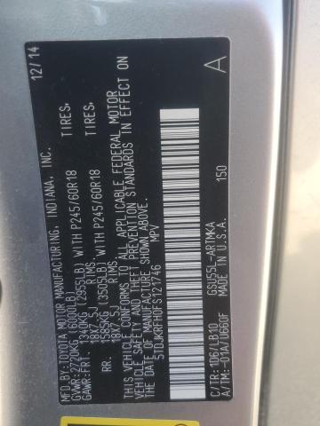 5TDJKRFH0FS121746 - 2015 TOYOTA HIGHLANDER XLE 银色 照片 13