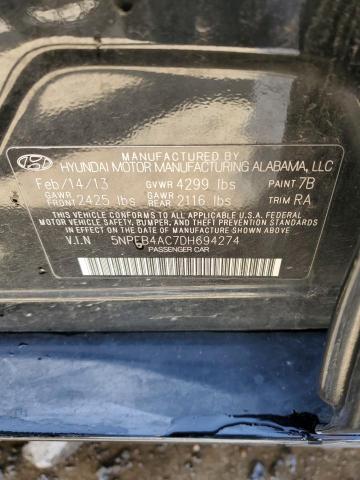 5NPEB4AC7DH694274 - 2013 HYUNDAI SONATA GLS BLACK photo 13