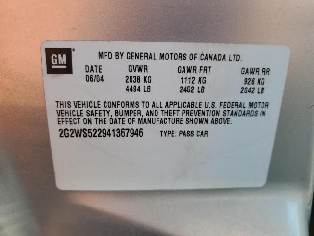 2G2WS522941367946 - 2004 PONTIAC GRAND PRIX GT2 ვერცხლისფერი ფოტო 13