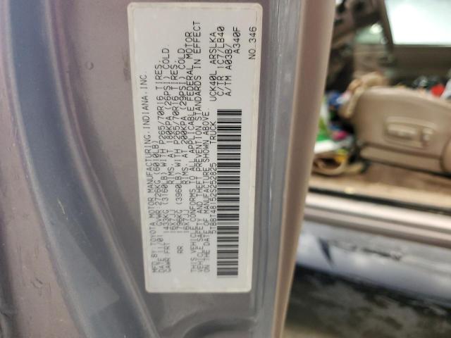 5TBBT48152S252825 - 2002 TOYOTA TUNDRA ACCESS CAB LIMITED GRAY photo 12