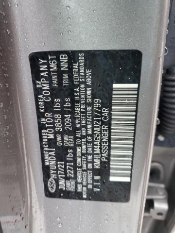 KMHLM4AG5NU217799 - 2022 HYUNDAI ELANTRA SEL GRAY photo 12