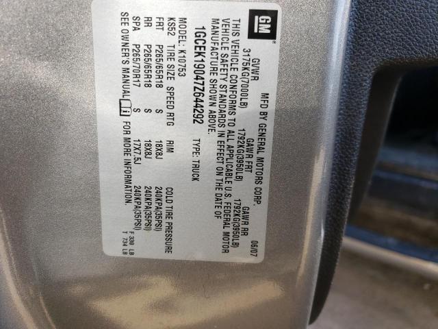 1GCEK19047Z644292 - 2007 CHEVROLET SILVERADO K1500 GRAY photo 12