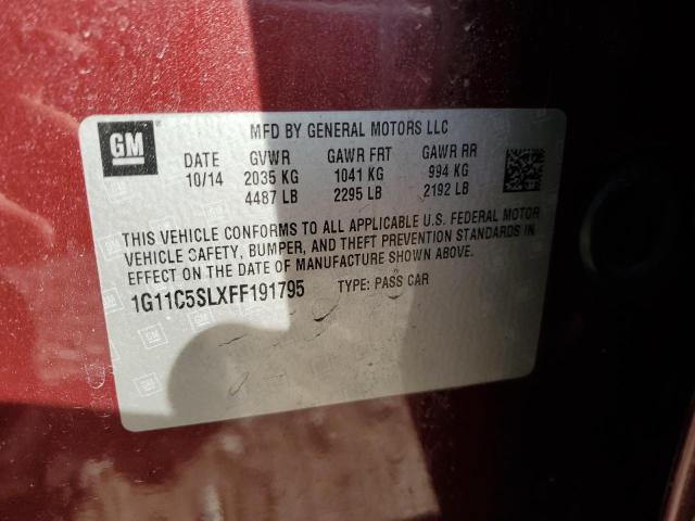 1G11C5SLXFF191795 - 2015 CHEVROLET MALIBU 1LT BURGUNDY photo 12