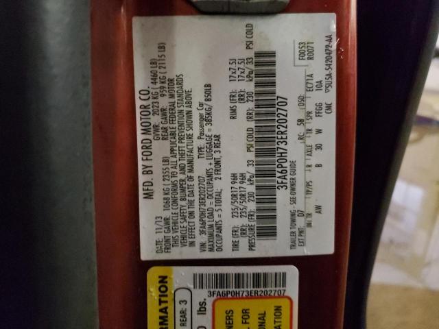 3FA6P0H73ER202707 - 2014 FORD FUSION SE RED photo 13