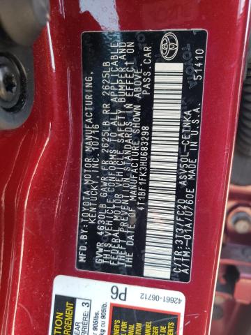 4T1BF1FK3HU683298 - 2017 TOYOTA CAMRY LE RED photo 12