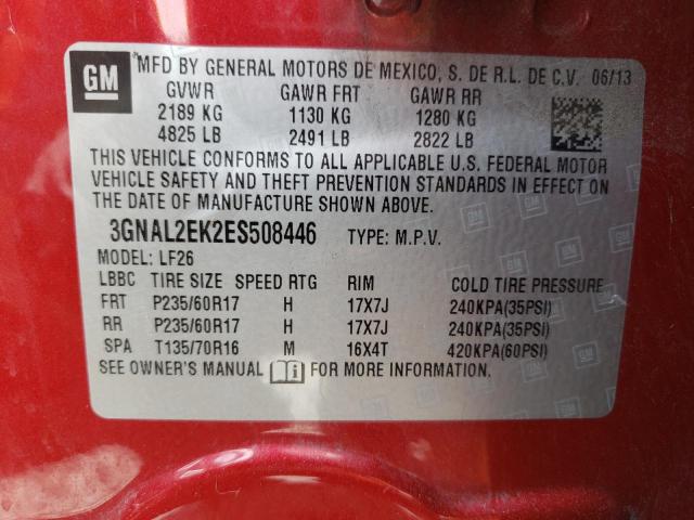 3GNAL2EK2ES508446 - 2014 CHEVROLET CAPTIVA LS 红色 照片 14