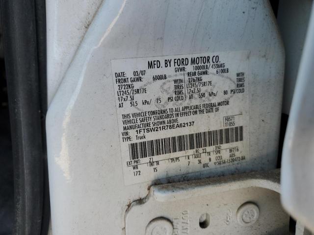 1FTSW21R78EA62137 - 2008 FORD F250 SUPER DUTY WHITE photo 12