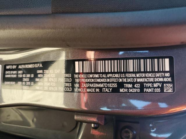 ZASPAKBN4M7D18255 - 2021 ALFA ROMEO STELVIO TI GRAY photo 13