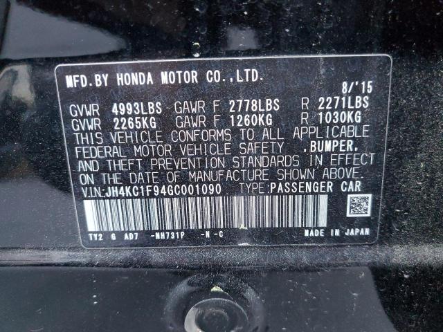 JH4KC1F94GC001090 - 2016 ACURA RLX ADVANCE BLACK photo 12