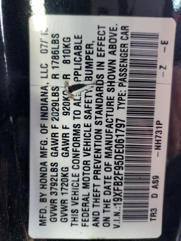 19XFB2F95DE061797 - 2013 HONDA CIVIC EXL შავი ფოტო 12