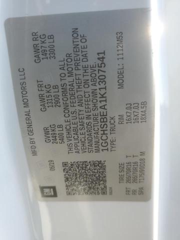 1GCHSBEA1K1307541 - 2019 CHEVROLET COLORADO WHITE photo 12