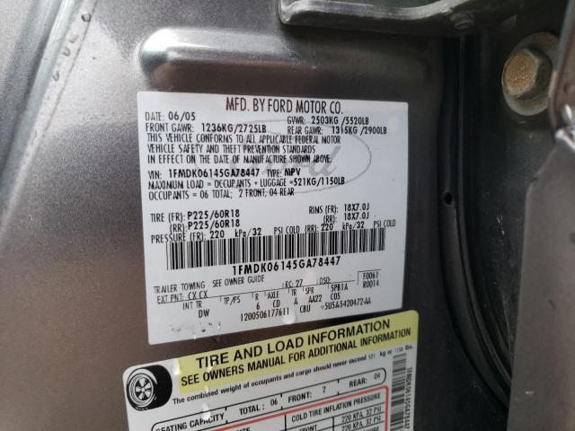 1FMDK06145GA78447 - 2005 FORD FREESTYLE LIMITED GRAY photo 12