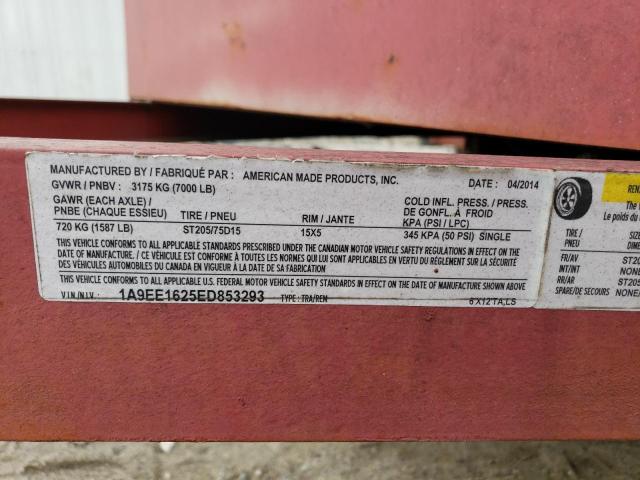 1A9EE1625ED853293 - 2014 UTILITY TRAILER წითელი ფოტო 10