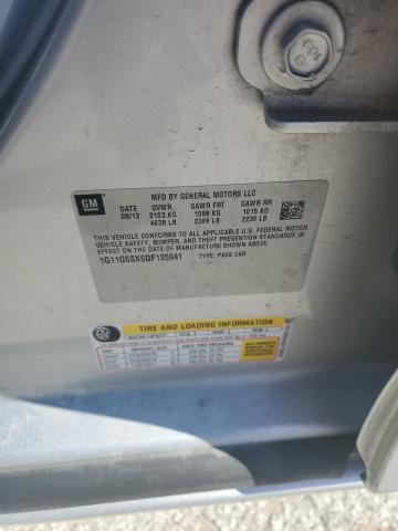 1G11G5SX6DF135941 - 2013 CHEVROLET MALIBU 3LT ვერცხლისფერი ფოტო 12