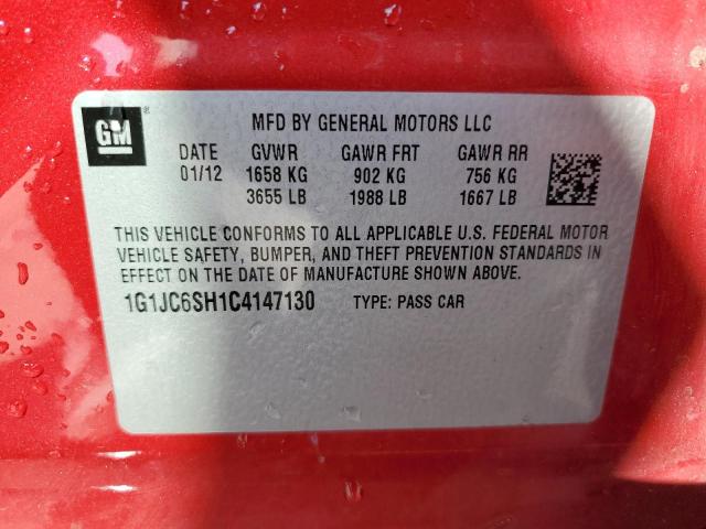 1G1JC6SH1C4147130 - 2012 CHEVROLET SONIC LT RED photo 12