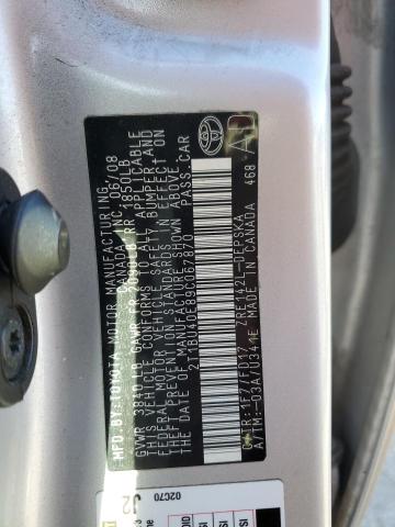 2T1BU40E89C067870 - 2009 TOYOTA COROLLA BASE SILVER photo 12